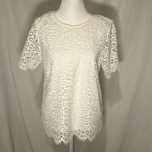 white lace / crochet overlay Philosophy Republic clothing top size small